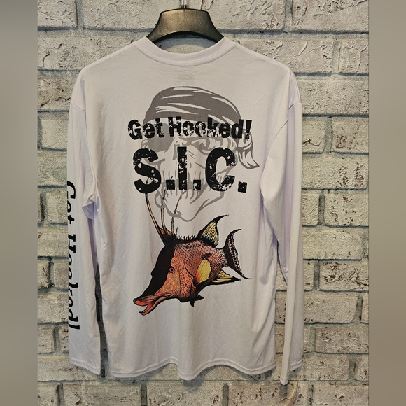 GET HOOKED S.I.C. HOGFISH L/S WHITE NEW WITH TAGS Made in the USA - Picture 3 of 9